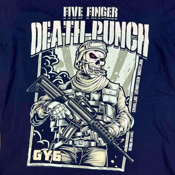 Five Finger Death Punch Band T-Shirt XL Girly Size Fit Metal Concert Tour Tee - Picture 1 of 3